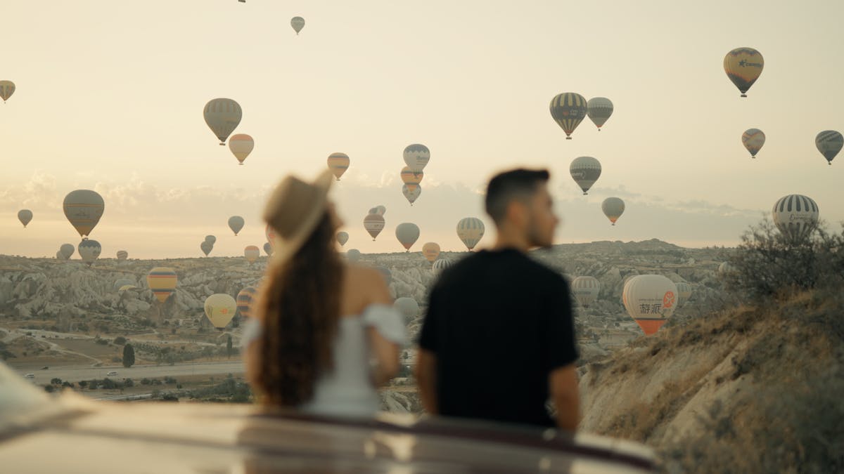 Colorful balloons painting the Cappadocia sky