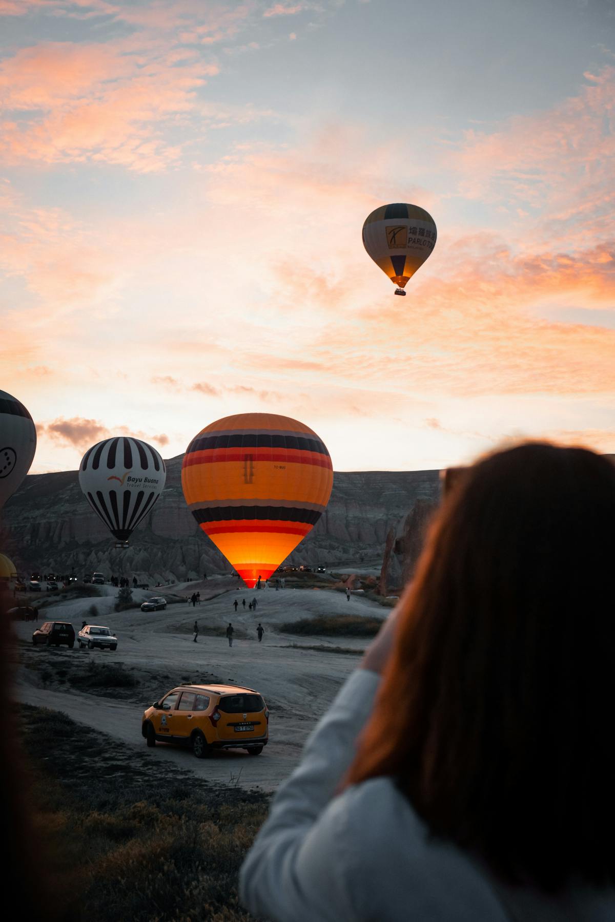 Crew inflating balloon before sunrise flight