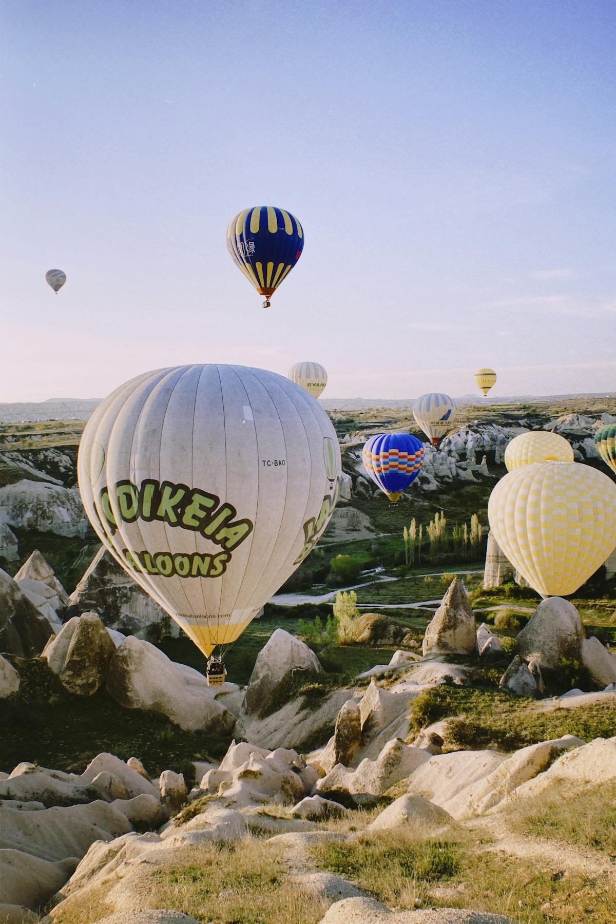 Panoramic view of Cappadocia from balloon basket